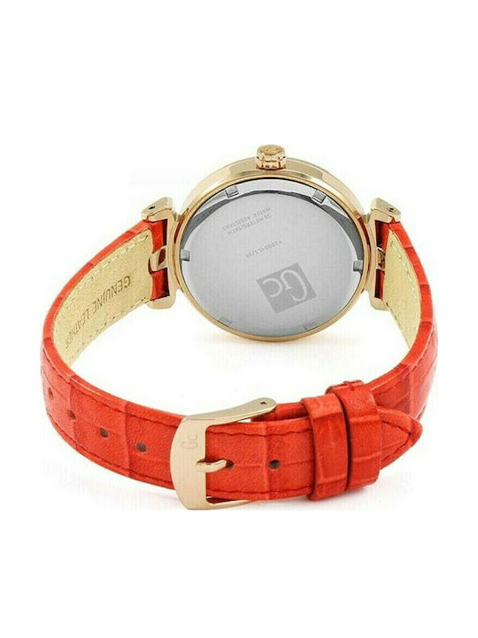 GC Watches Ladybelle Γυναικείο Ρολόι 34mm Μπαταρίας με Κόκκινο Δερμάτινο Λουράκι