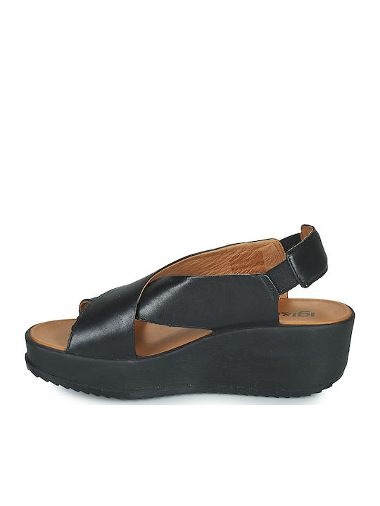 Women's Leather Platform Shoes Black