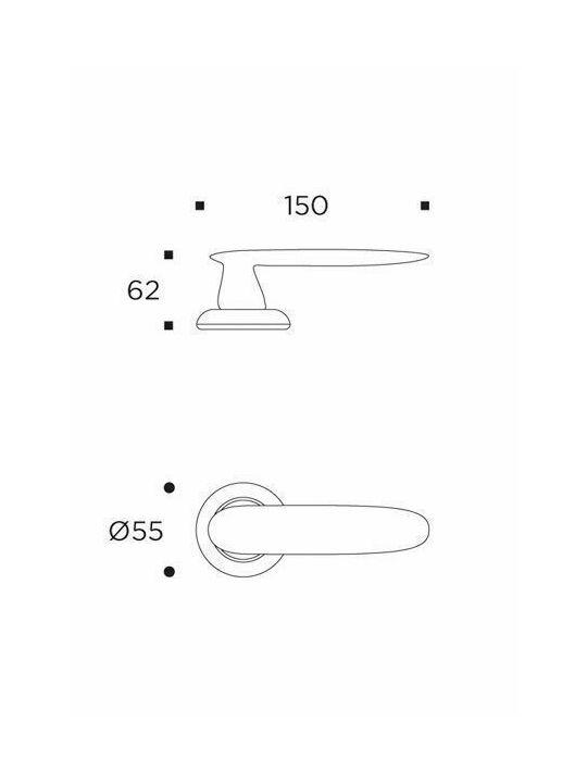 Convex Lever Front Door with Rosette Left 2225 2225ROY-L-S19S19 with Rosette Cylinder Black