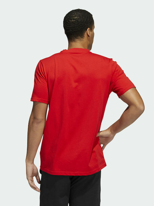 Adidas Performance Αθλητικό Ανδρικό T-shirt Κόκκινο με Στάμπα