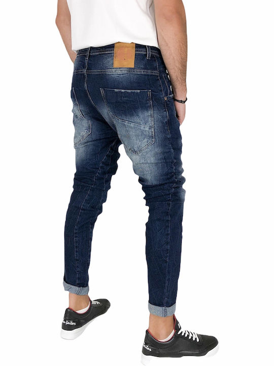 Men's Jeans Pants Elastic with Loose Fit Blue