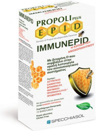 Specchiasol Propoli Plus Epid Immunepid Supplement for Immune Support 15 sachets Red Orange