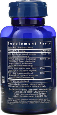 Life Extension Cinsulin InSea2 Crominex 3+ Ειδικό Συμπλήρωμα Διατροφής 90 φυτικές κάψουλες