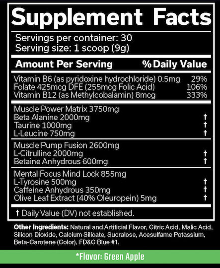 JNX Sports The Shadow Supplement Pre Workout 270gr Green Apple