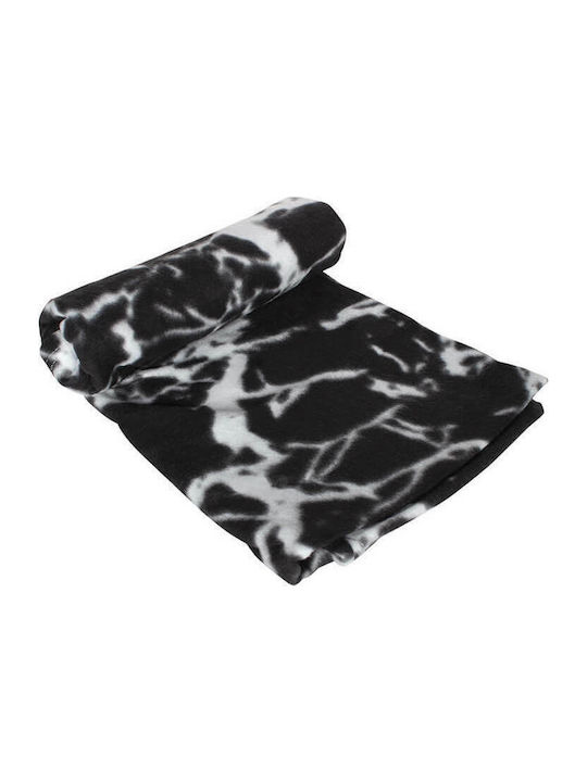 TnS Κουβέρτα Fleece Μονή 150x220εκ. Λευκό / Μαύρο