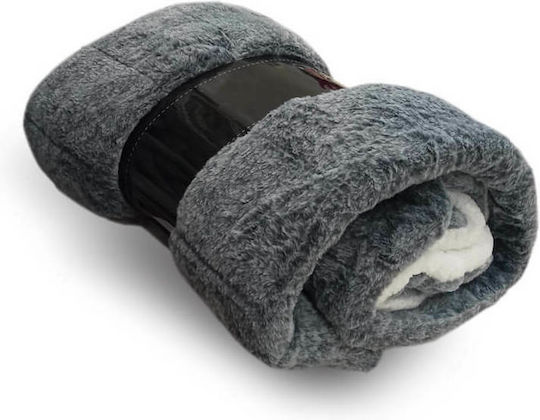 TnS Rabbit Κουβέρτα Sherpa Διπλή 200x220εκ. Γκρι / Λευκό