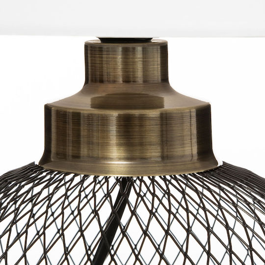 Atmosphera Emie Metal Table Lamp for E27 Socket with White Shade and Black Base