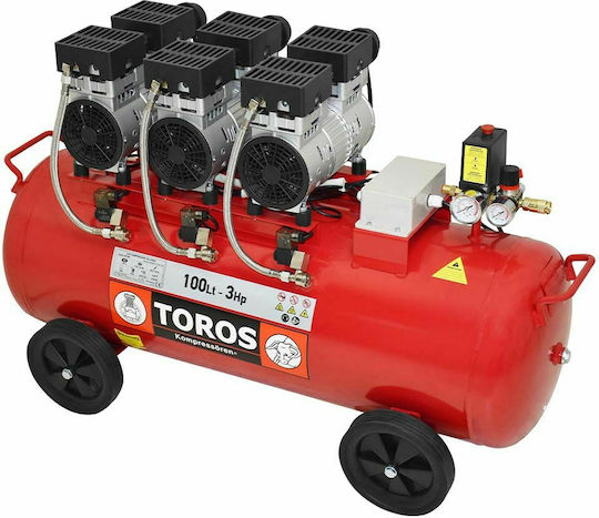 Toros Oilfree Single-Phase Air Compressors with Power 3hp and Airtank 100lt 40128