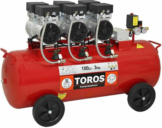 Toros Oilfree Single-Phase Air Compressors with Power 3hp and Airtank 100lt 40128