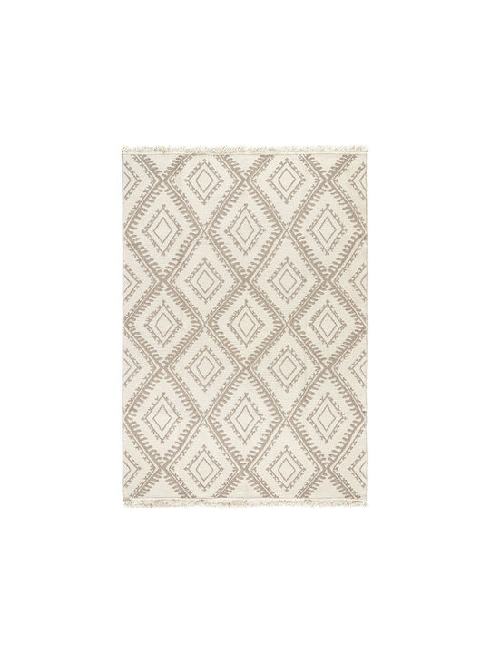 Beauty Home 9247 Rug Rectangular Summer Cotton with Fringes Beige