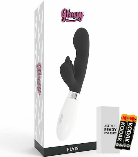 Glossy Elvis Rabbit Mini Δονητής Rabbit 12cm Black