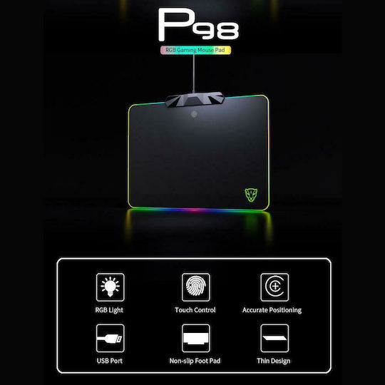Motospeed P98 Gaming Mouse Pad Medium (350.52mm) με RGB Φωτισμό Μαύρο MT-00109