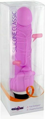 Seven Creations Purrfect Silicone Classic with Clit Stim 7 Powerful Functions Realistisch Vibrator 19cm Pink