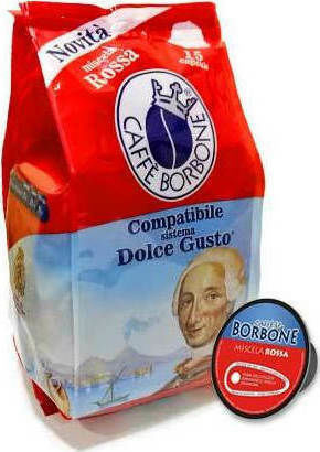 Caffe Borbone Kapseln Espresso Rossa Kompatibel mit Maschine Dolce Gusto 15Mützen