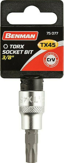 Benman Bit-Stecknuss mit Torx-Bit und Antriebsvierkant 3/8'' Größe T15x48mm 1Stück