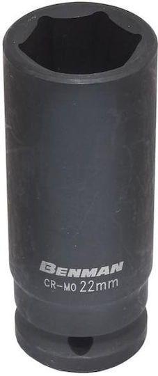 Benman Socket Pneumatic Hex Long with Square Drive 1/2" Diameter 8mm