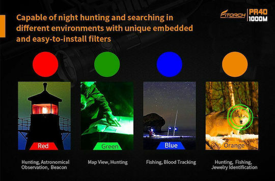 Fitorch Rechargeable Flashlight LED with Maximum Brightness 1350lm PR40-C