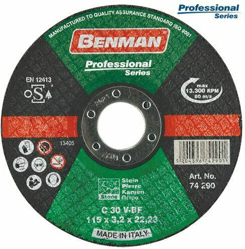 Benman Δίσκος Κοπής Πέτρας Professional 115mm Δίσκος Κοπής Δομικών Υλικών 115mm