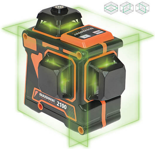 Krausmann SCL 3-360G Self-leveling Linear Laser Level Green Beam 3.7V with Working Range 30m