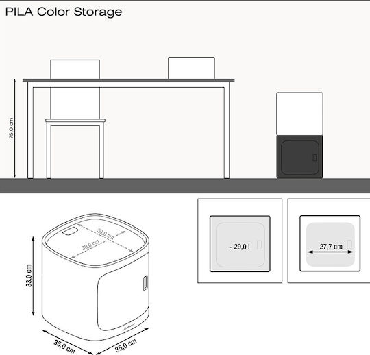 Lechuza Pila Βάση Γλάστρας Πλαστική Πετρόλ 35x35x32.5εκ.