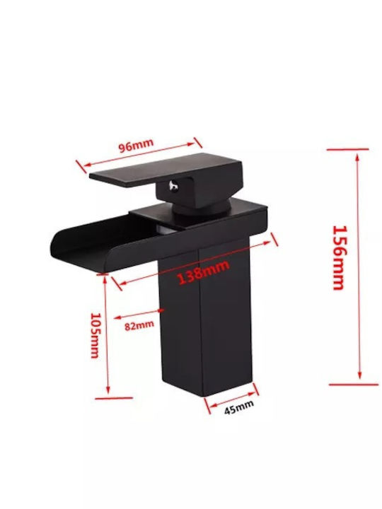 PO24 Mixing Waterfall Sink Faucet Black