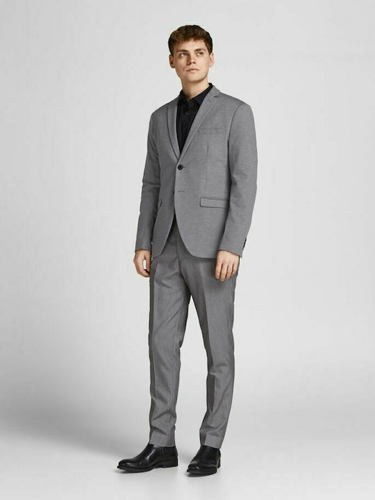 Pantaloni Elastic cu Croială Slim Gri deschis Melange Melange