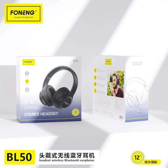 Foneng BL50 Fără fir Bluetooth Over Ear Căști cu 12 ore de Funcționare Negre