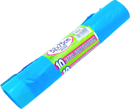 Gazorakis A.E. Trash Bags Reinforced Capacity 45lt with Drawstring 52x75cm 10pcs Blue