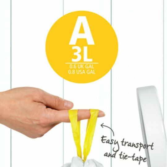 Brabantia Săculeți de Gunoi Capacitate 3lt cu Șnur Type A 20buc Albe