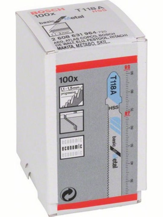 Bosch T118A Λάμες για Ξύλο 100τμχ
