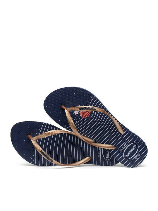 Slim Nautical Women's Flip Flops Gold