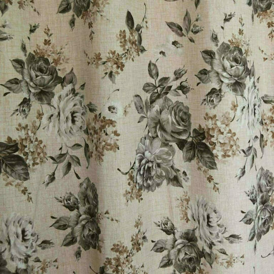 Decocraft Decocraft Vorhänge mit Grommet Roses Grau 140x260cm