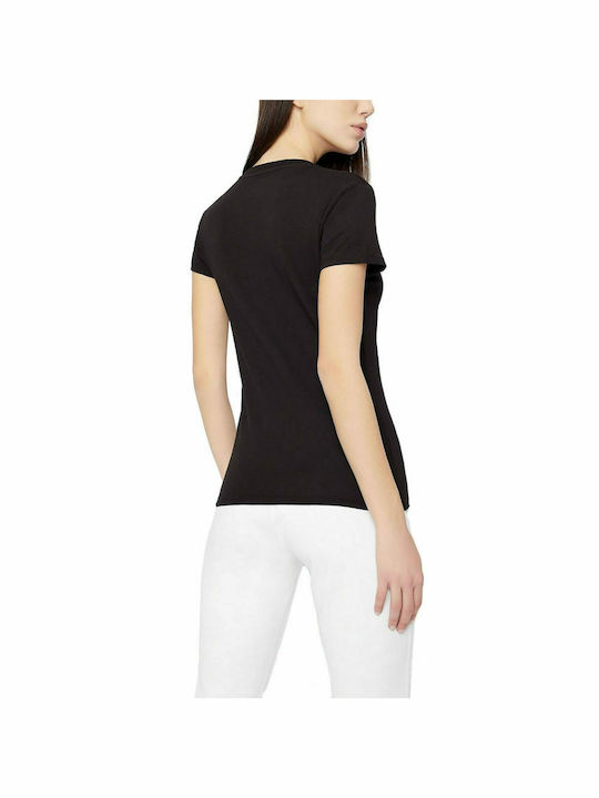 Armani Exchange Summer Women's Cotton Blouse Short Sleeve with V Neck Black