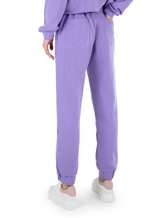 Kendall + Kylie Pantaloni de trening pentru femei cu cauciuc Violet