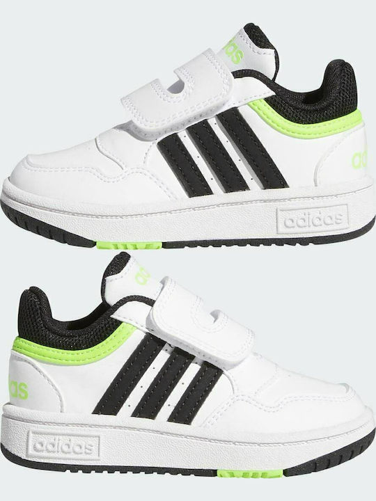 Hoops Hoops 3.0 CF Kids Sports Shoes Basketball with Hoop & Loop Closure Cloud White / Core Black / Solar Green