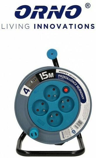 Orno Extension Reel Cord 3 x 1mm²/15m Turquoise