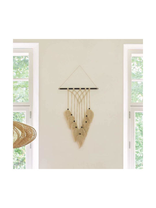 Atmosphera Macrame Hanging Wall Decor Safari Beige Made of Fabric 45x1.5x68cm