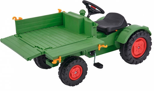 Tractor pentru copii Fendt Gear Tray De la picior la podea cu caruta si pedala Verde