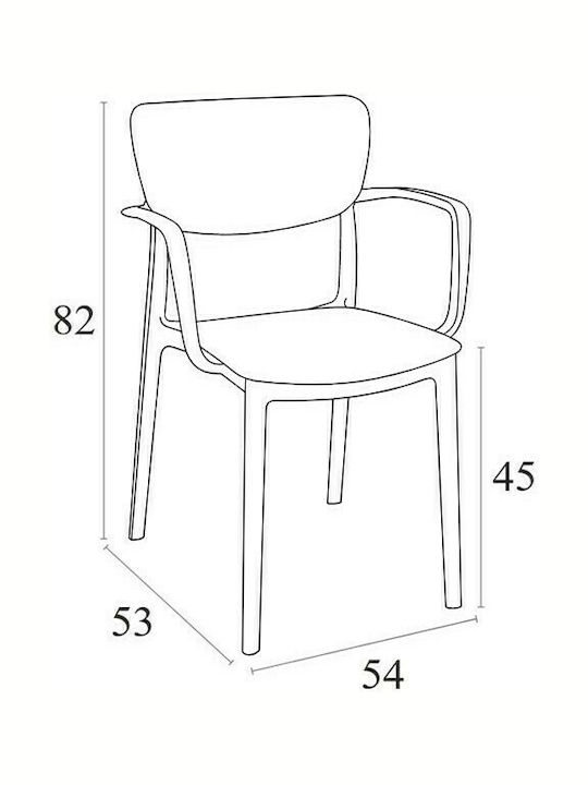Outdoor-Stuhl Polypropylen Lisa Taupe 54x53x82εκ.