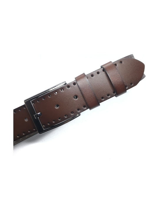 Men's Leather Wide Belt Brown