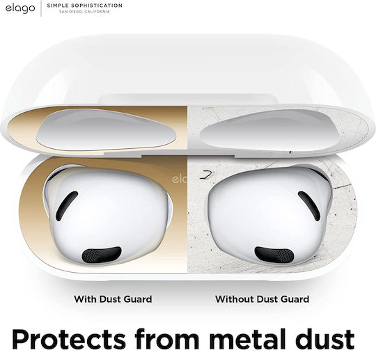 Elago Dust Guard Αυτοκόλλητα σε Χρυσό χρώμα για Apple AirPods 3