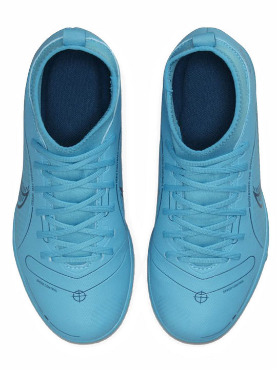 Mercurial Superfly 8 Kids Turf Soccer Shoes with Sock Turquoise