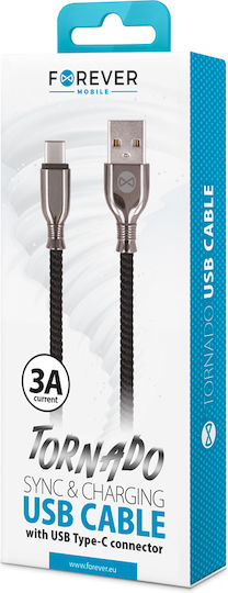 Forever Tornado USB 2.0 Cable USB-C male - USB-A Μαύρο 1m