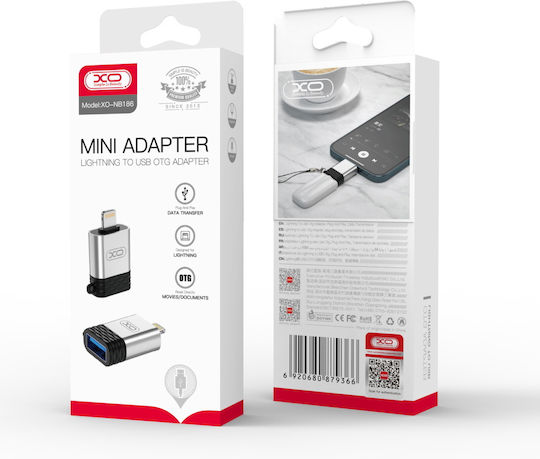 XO NB-186 Lightning Male to USB-A Female Converter Silver 1 Piece