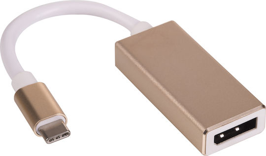 Akyga Конвертор USB-C мъжки към DisplayPort женски Златист 1бр AK-AD-56