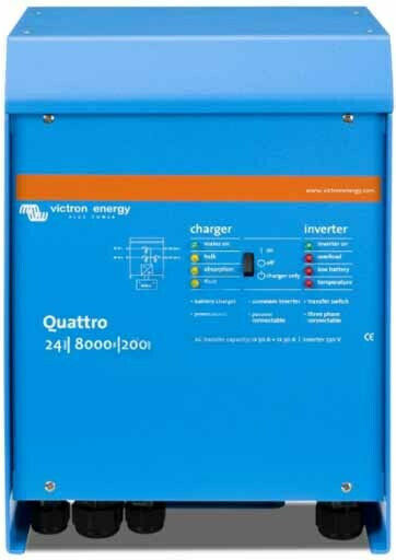 Victron Energy Quattro 24/8000/200-100/100 Pure Sine Wave Inverter Power with Nominal Input Voltage 24V Single Phase