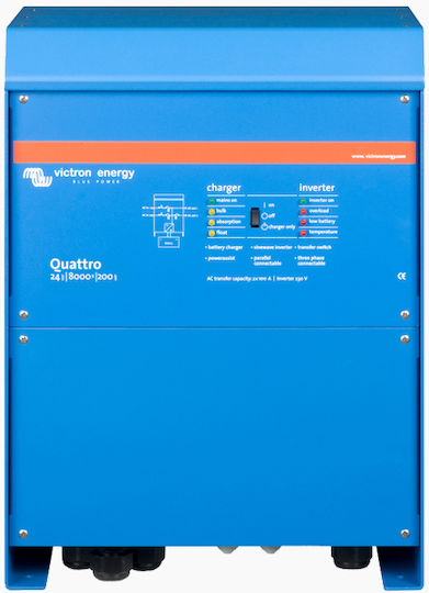 Victron Energy Quattro 24/8000/200-100/100 Pure Sine Wave Inverter Power with Nominal Input Voltage 24V Single Phase
