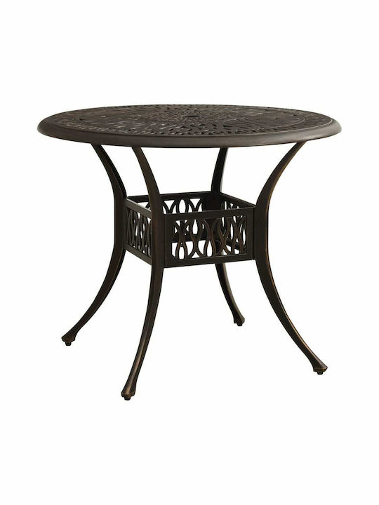 Bistro Outdoor Dining Room Set 3 Pieces Bronze with Umbrella Holder