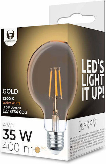 Forever Light Λάμπα LED 4W για Ντουί E27 και Σχήμα G95 Θερμό Λευκό 400lm