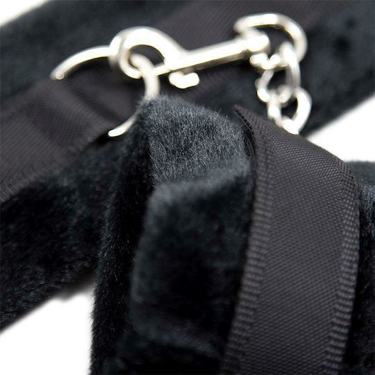 IntoYou Velcro Handcuffs With Long Fur Handschellen Black